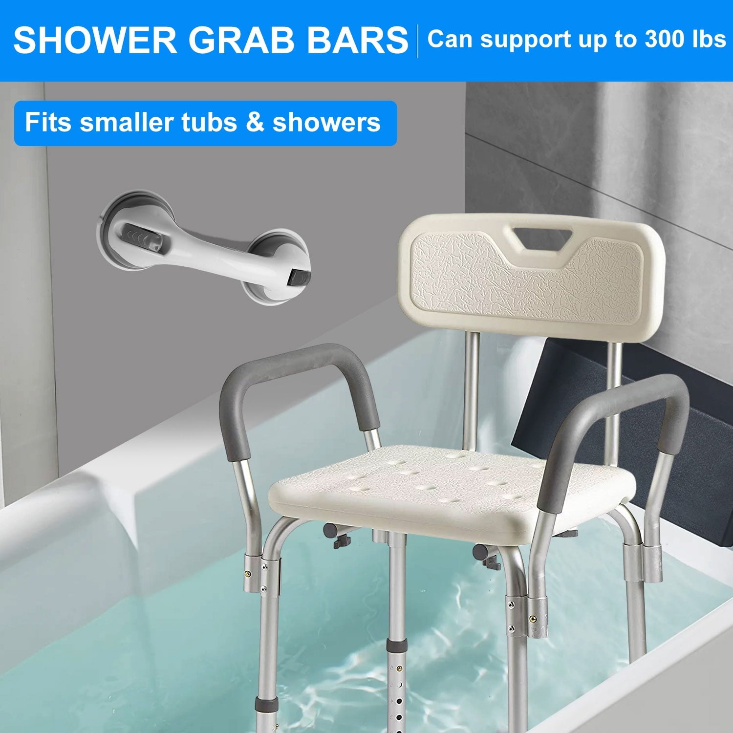 GAZILY Bath Shower Stool Adjustable Height Aluminium Shower Chair for Bathing Showers and Tubs Safety, White