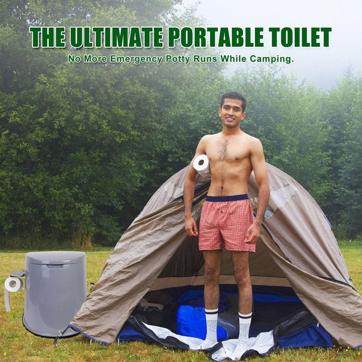 Portable Indoor & Outdoor Travel Toilet, 5.3 Gallon - Grey