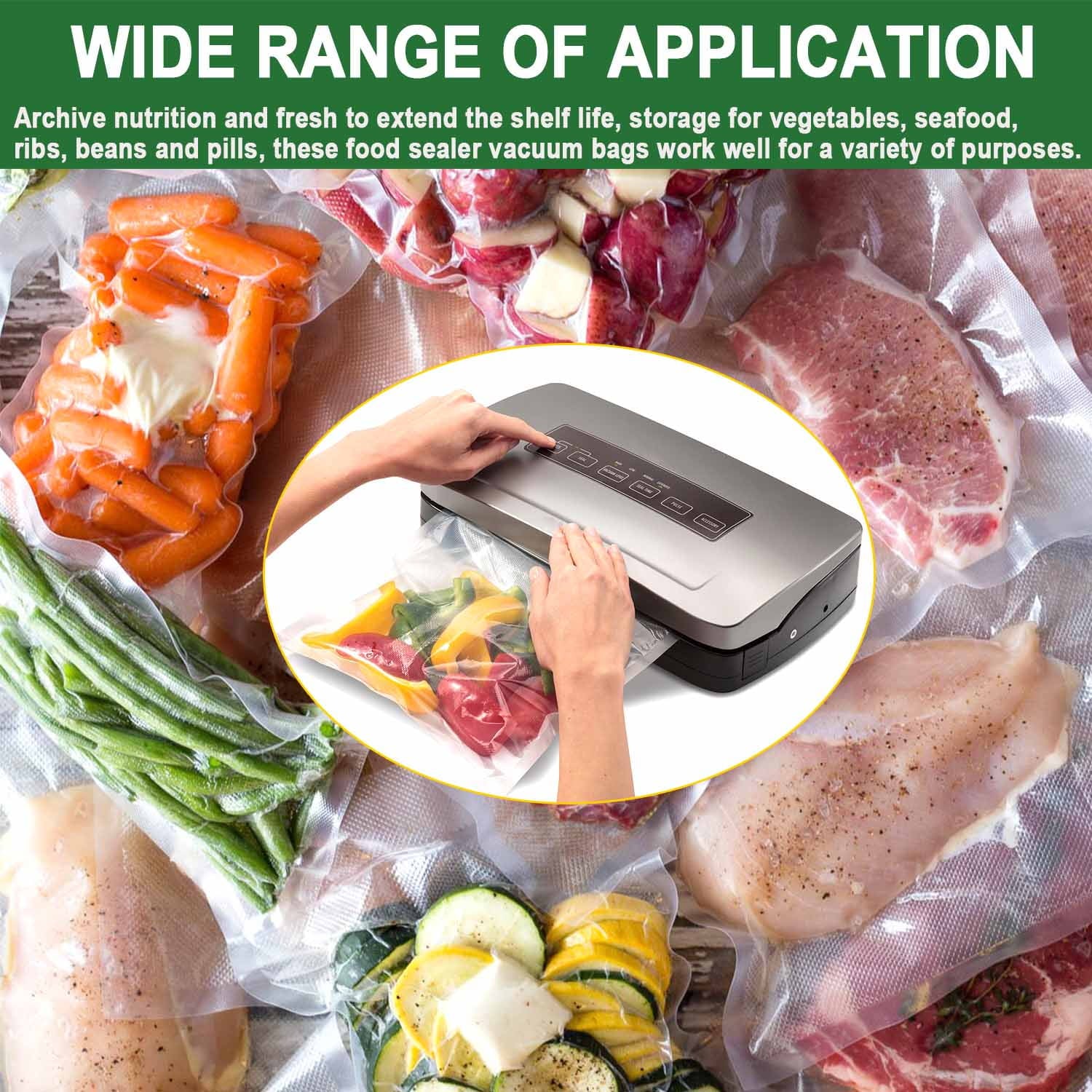 2 Pack Vacuum Sealer Bags 11" x 197" Rolls for Food Storage Saver