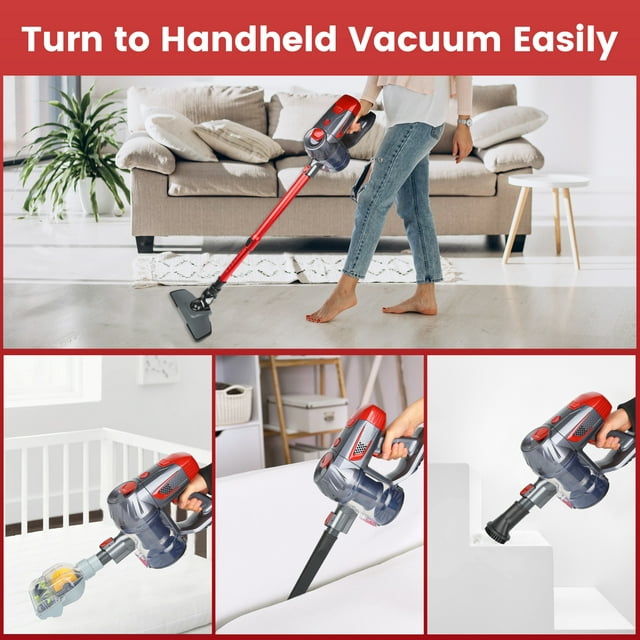 Musment Cordless Vacuum Cleaner, Bendable 6 in 1 Lightweight Stick Vacuum with Mite Removal Brush, 15KPA Powerful Suction Vacuum with 2200mAh Battery