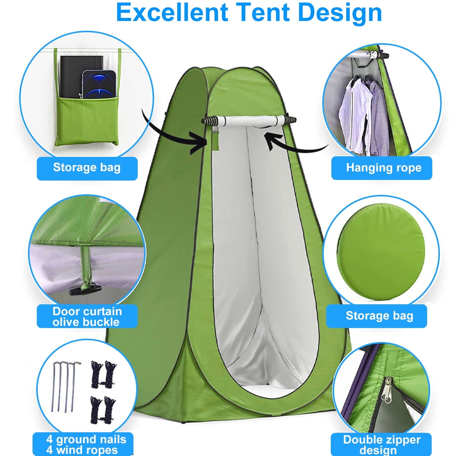 Portale Foldable Camping Toilet Set with Privacy Tent, Ergonomic Potty Provides Enhanced Comfort, Suitable for All Ages, Black
