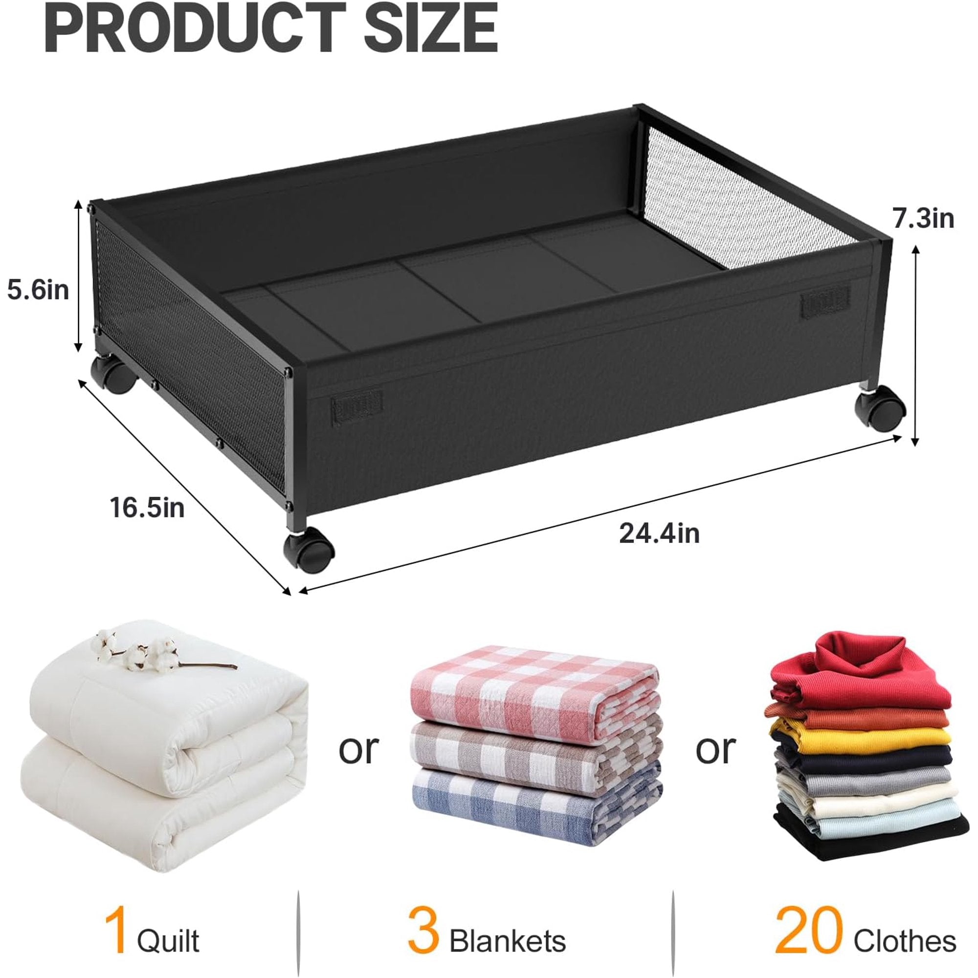 Under Bed Storage with Wheels, 2 Pack Under Bed Storage Containers with Clear Lids & Dividers, Underbed Storage Organizer & Underbed Storage with Wheels for Clothes, Blankets, Shoes, Books