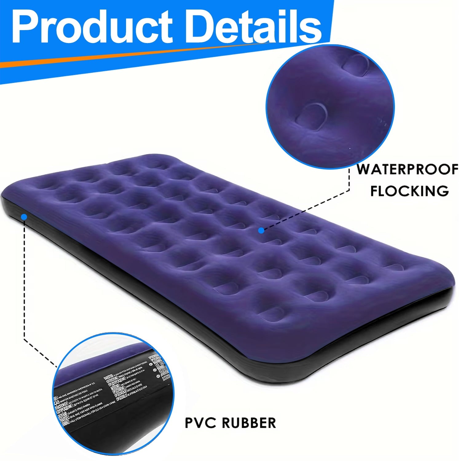 Sleeping Mat Camping Pad Camping Cot Mattress (76''x39'') with Air Pump for Outdoor & Indoor, Picnic