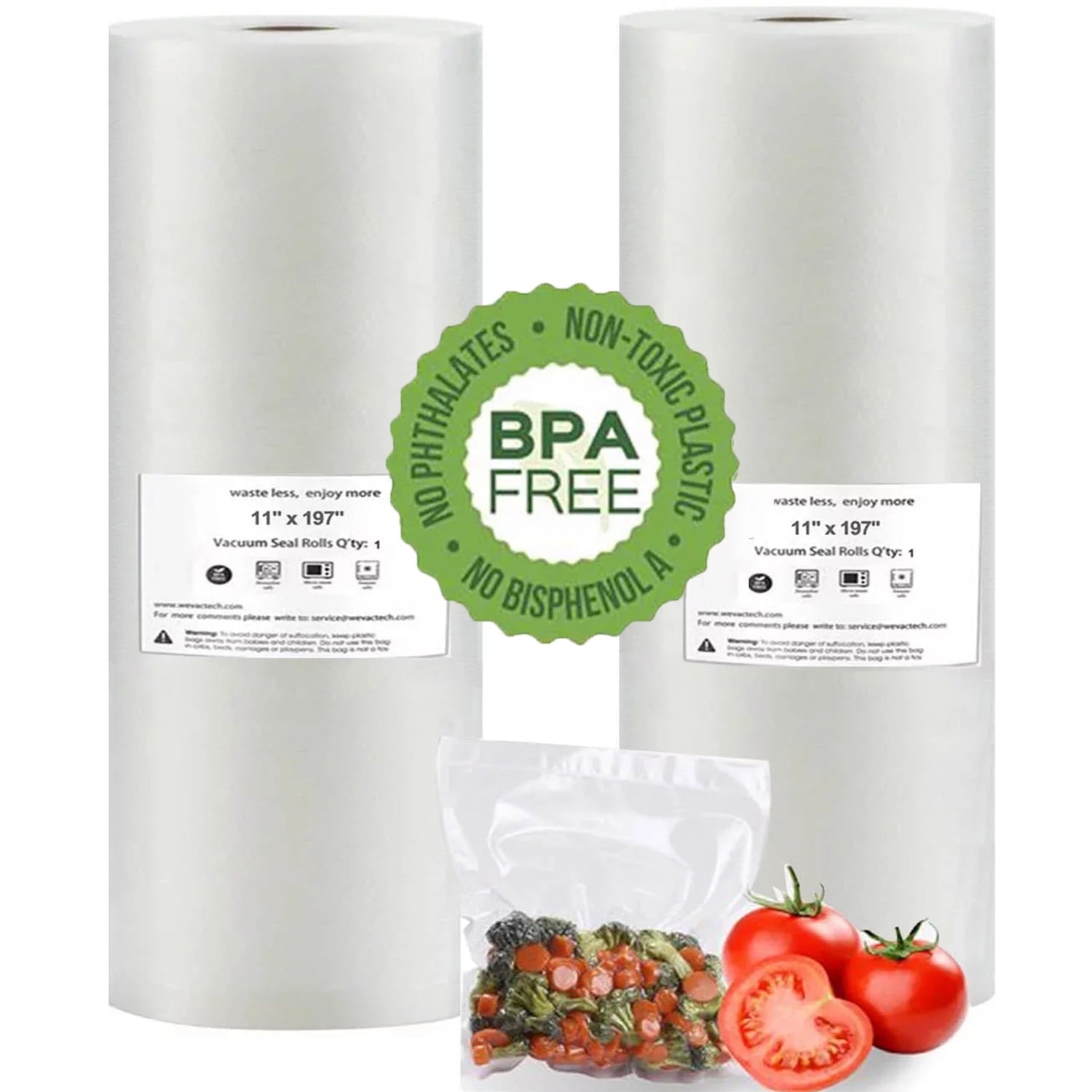 2 Pack Vacuum Sealer Bags 11" x 197" Rolls for Food Storage Saver