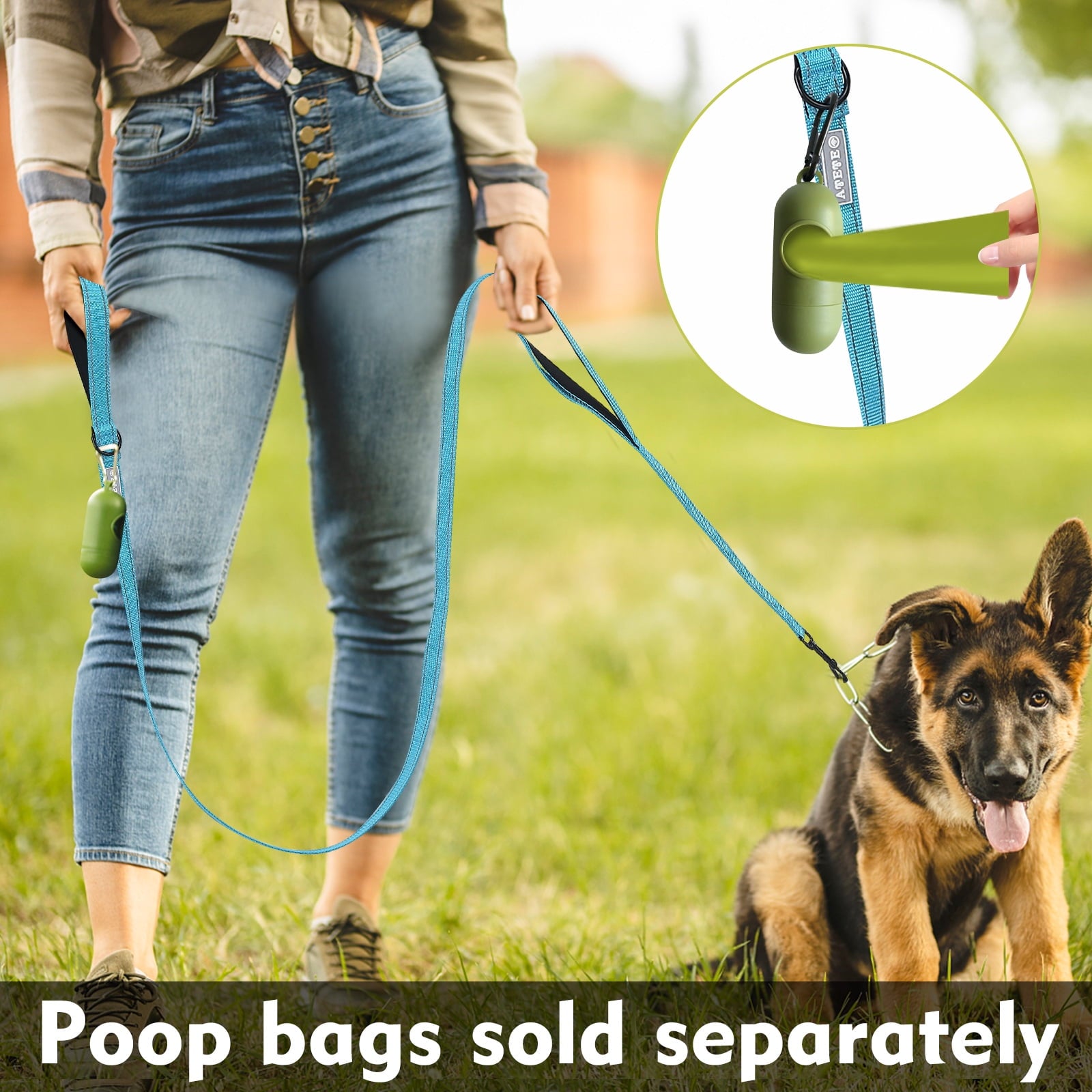 Dog Leash, Reflective Nylon Dog Lead with Two Padded Handles, Dog Leash for Training & Walking Perfect