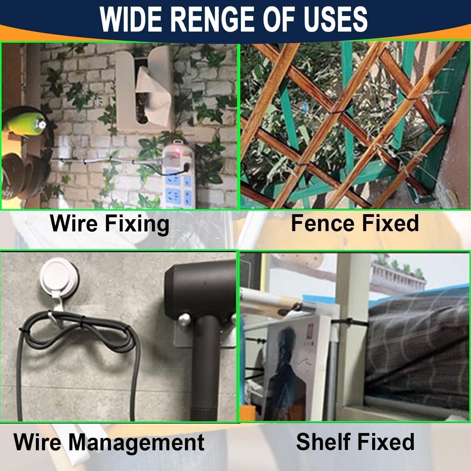 Nylon Cable Wire Zip Ties for Home, Garden, Office and DIY, Black