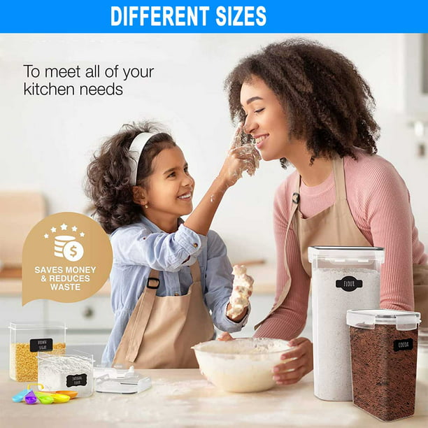 Kitchen Variety Set of 5 Pantry Organization Canisters with Lids, Marker and Labels Included