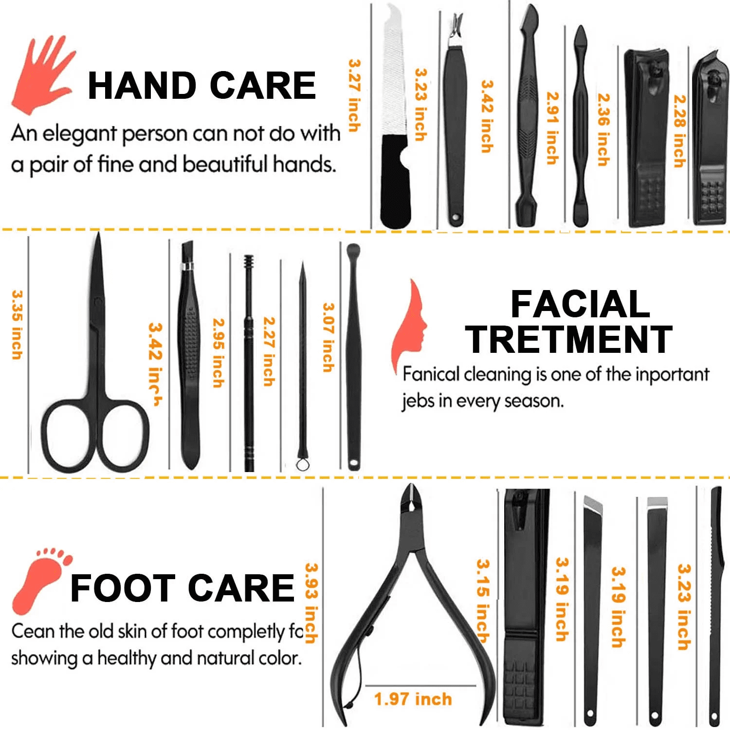 Professional Nail Clippers Pedicure Kit, 16 pcs Stainless Steel Nail Care Tools Grooming Kit with Luxurious Travel Leather Case for Thick Nails Men Women