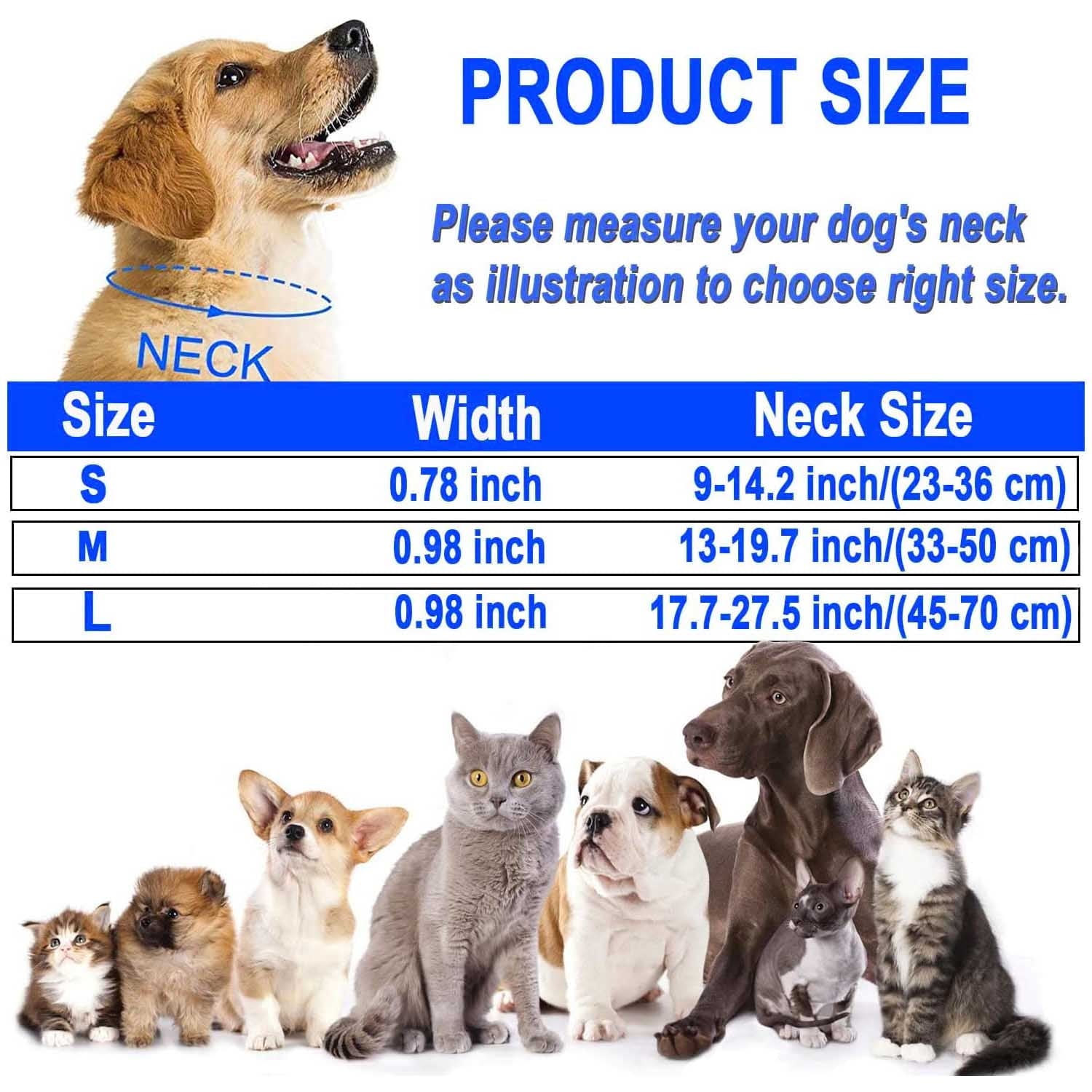 HKEEY Dog Collar, Reflective Adjustable Basic Dog and Cat Collar with Soft Neoprene Padding, Durable Nylon Pet Collars for Puppy Medium Large Dogs17.7-27.5