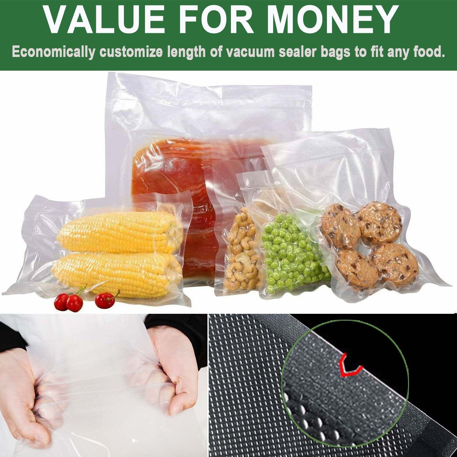 2 Pack Vacuum Sealer Bags 11" x 197" Rolls for Food Storage Saver