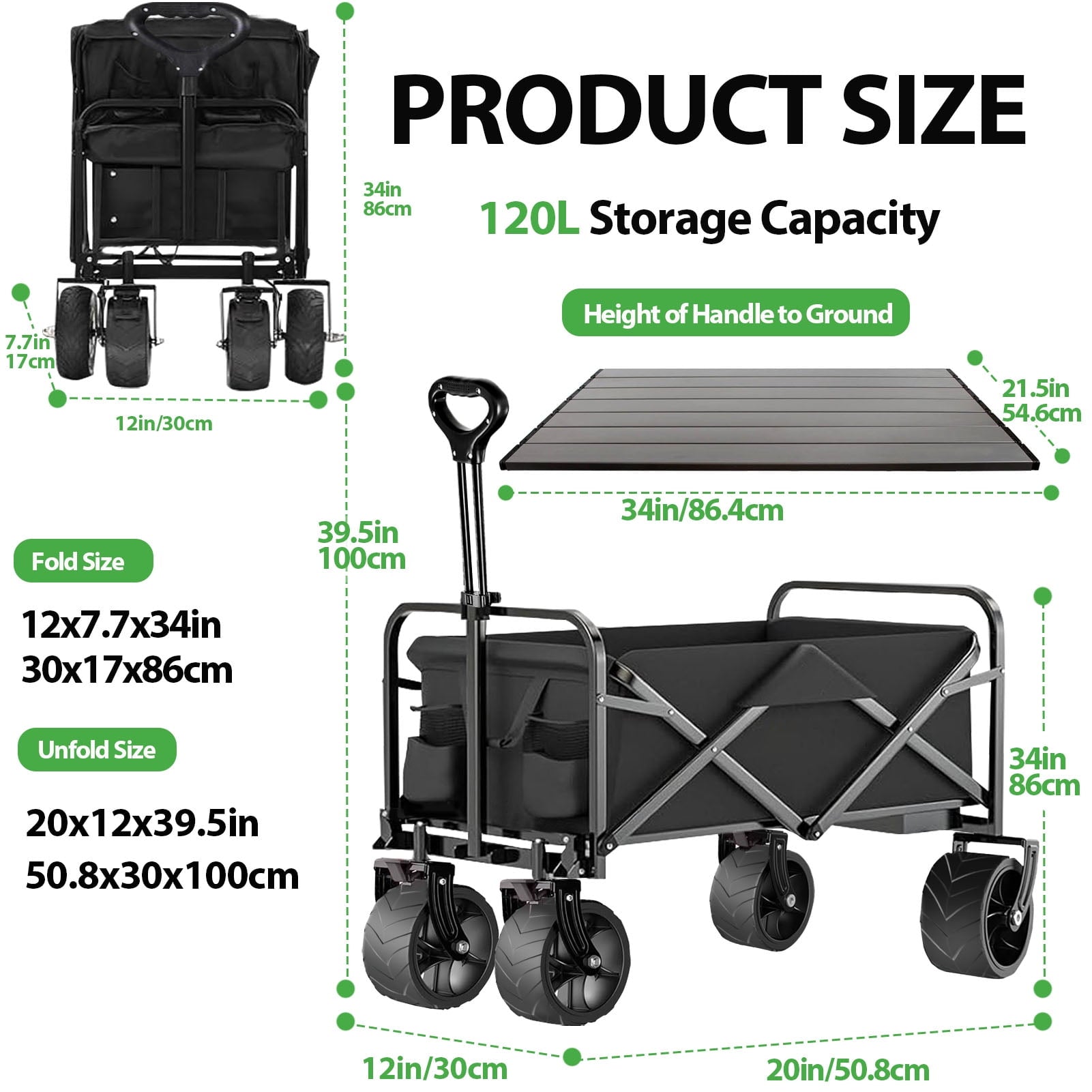 Foldable Wagon Cart with Aluminum Table Plate, 360° Rotating Wheels for All Terrain, 350LBS Heavy Duty Shopping Cart for Grocery, Beach, and Outdoor Adventures