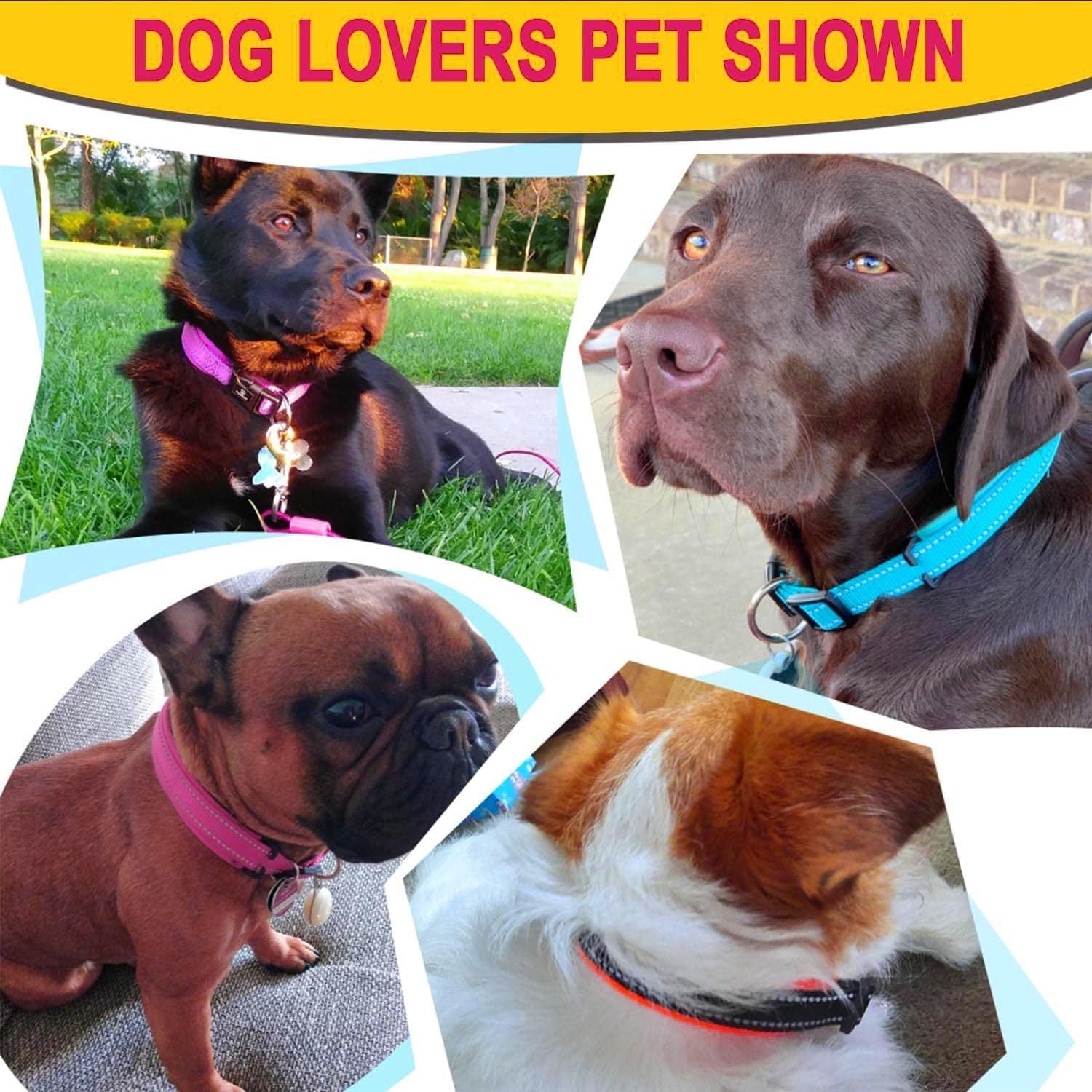 HKEEY Dog Collar, Reflective Adjustable Basic Dog and Cat Collar with Soft Neoprene Padding, Durable Nylon Pet Collars for Puppy Medium Large Dogs17.7-27.5