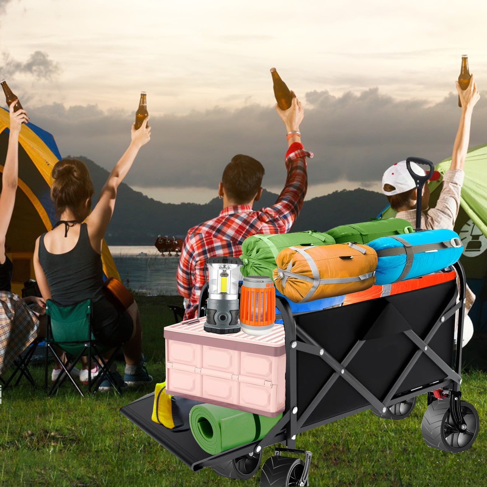 Camkey Polyester Heavy Duty Collapsible Folding Wagon Cart
