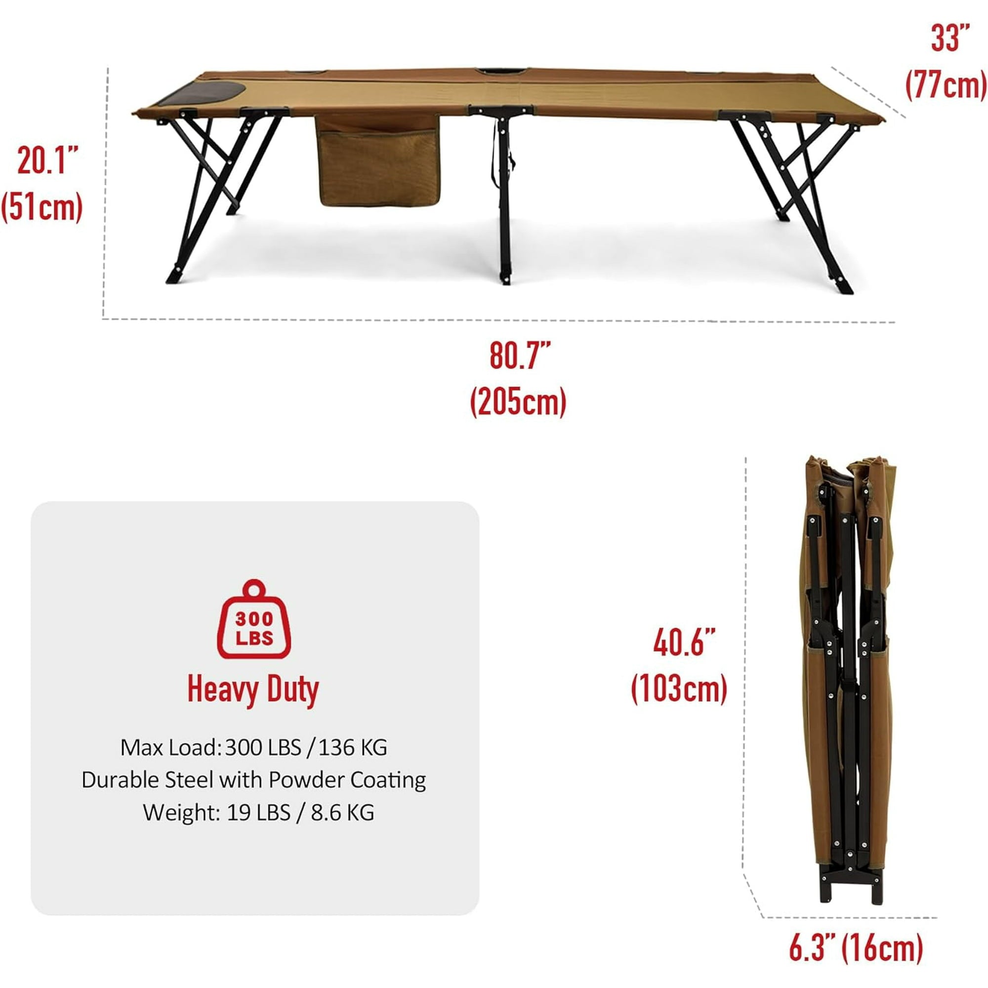 Camping Cot for Adults with Pillow, Portable Folding Bed for Sleeping, Extended Width 30" Length 80" Supports 300 lbs Outdoor Tent Indoor Home