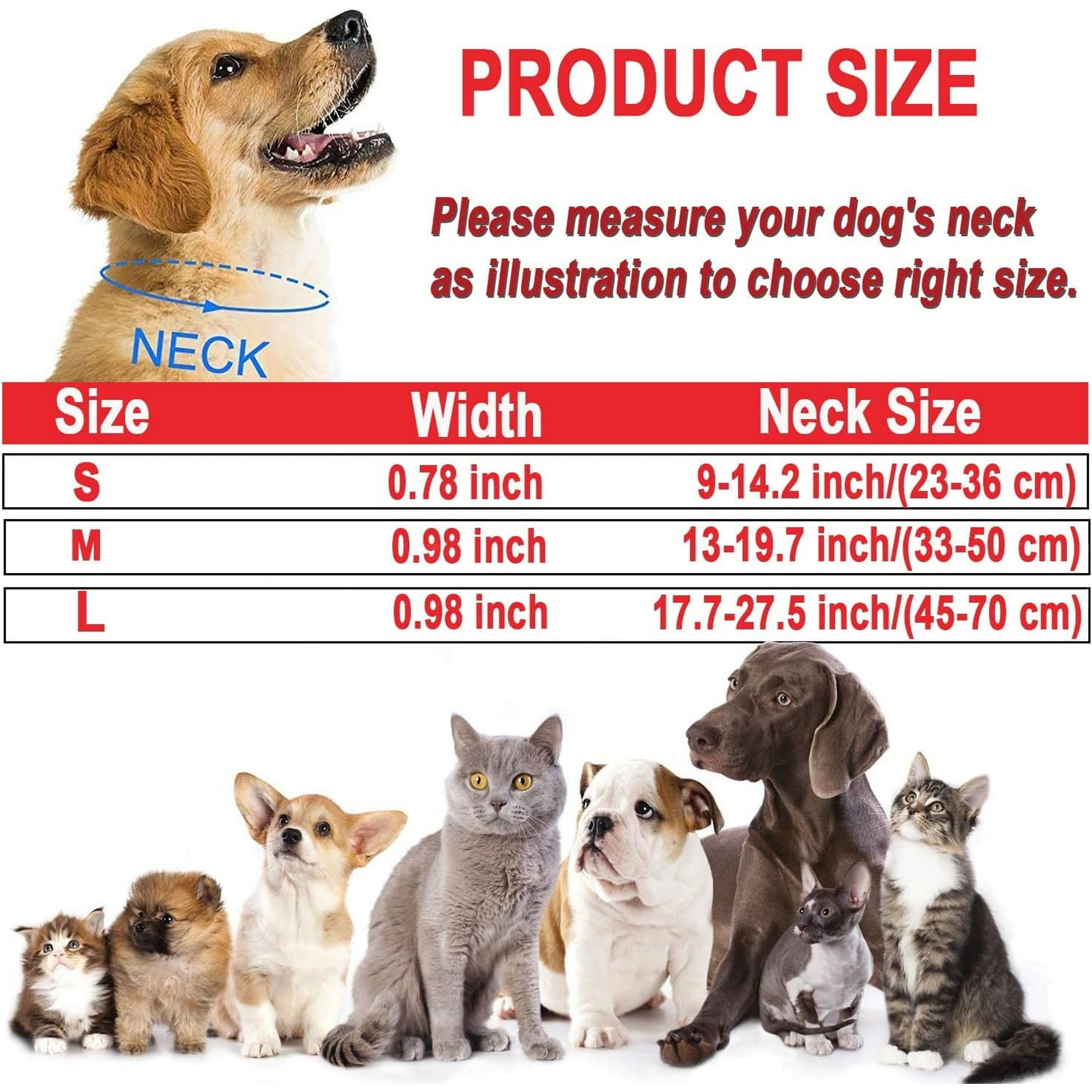 HKEEY Dog Collar, Reflective Adjustable Basic Dog and Cat Collar with Soft Neoprene Padding, Durable Nylon Pet Collars for Puppy Medium Large Dogs17.7-27.5