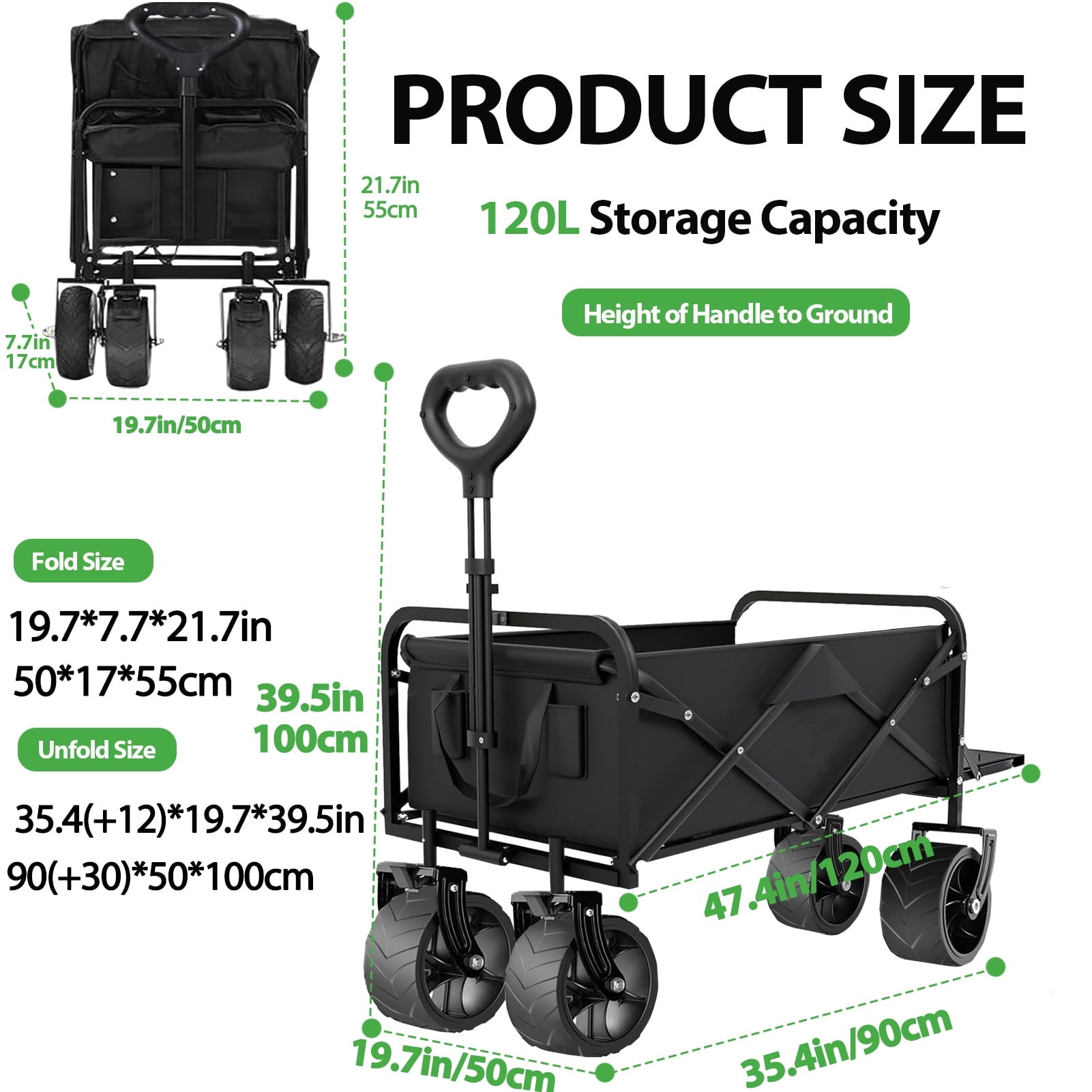 Camkey Polyester Heavy Duty Collapsible Folding Wagon Cart