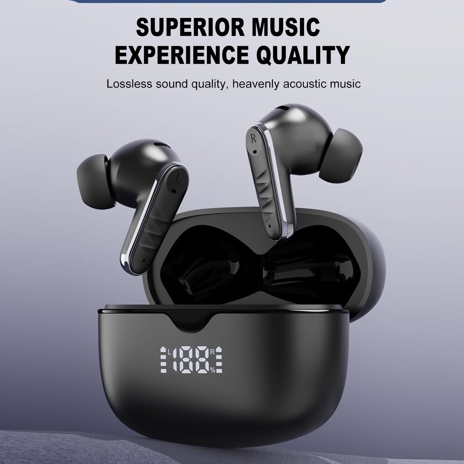 Wireless Earbuds, Bluetooth Headphones 5.3 HiFi Stereo, IPX7 Waterproof Earphones for Android iOS Pad