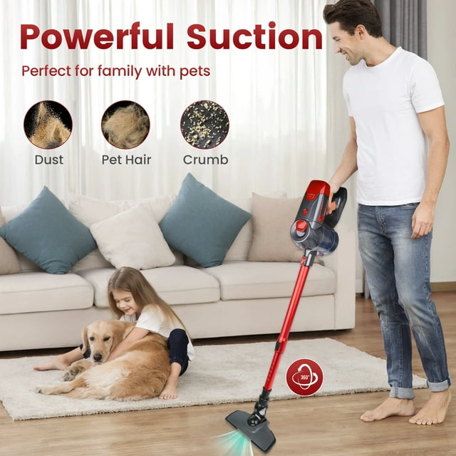 Musment Cordless Vacuum Cleaner, Bendable 6 in 1 Lightweight Stick Vacuum with Mite Removal Brush, 15KPA Powerful Suction Vacuum with 2200mAh Battery