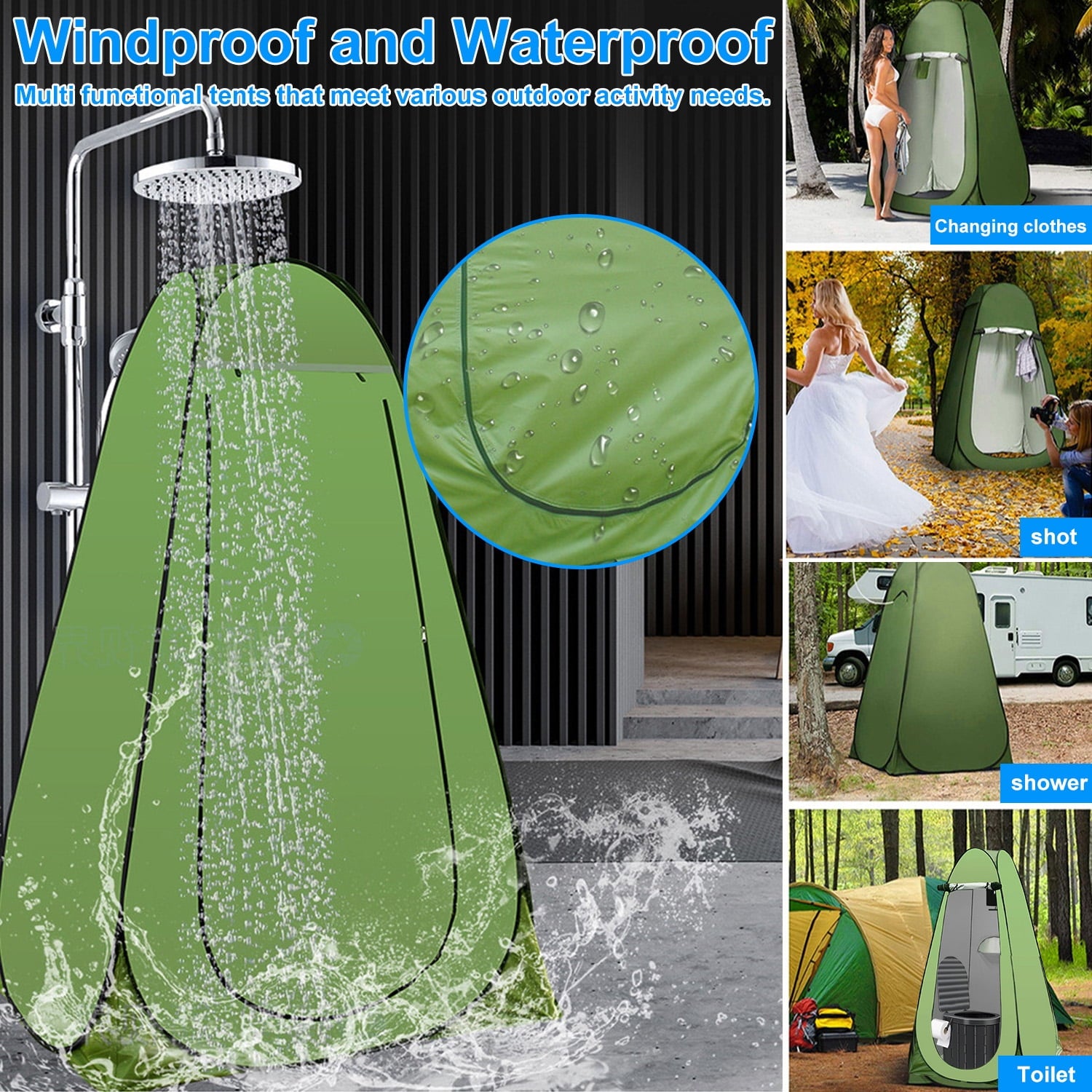 Portale Foldable Camping Toilet Set with Privacy Tent, Ergonomic Potty Provides Enhanced Comfort, Suitable for All Ages, Black