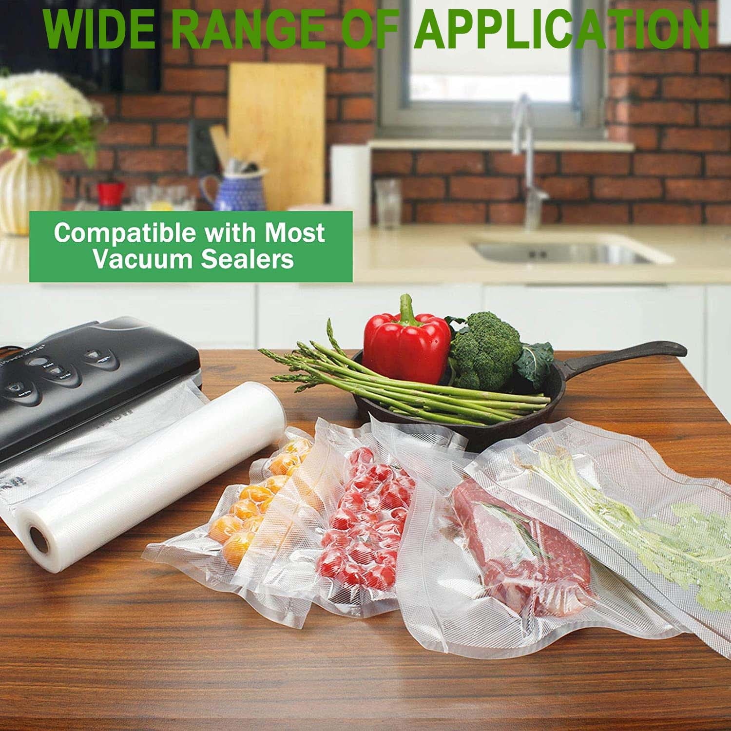 Vacuum Sealer Bags, 2 Rolls(11"x50')Vacuum Sealer Rolls for Food Storage Saver, Seal a Meal, Commercial Grade, BPA Free, Heavy Duty