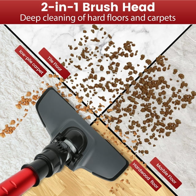Musment Cordless Vacuum Cleaner, Bendable 6 in 1 Lightweight Stick Vacuum with Mite Removal Brush, 15KPA Powerful Suction Vacuum with 2200mAh Battery