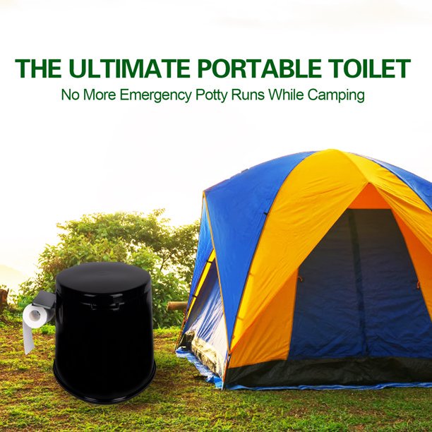 Portable Camping Toilet with Detachable Inner Bucket, 5.3 Gallon, Black