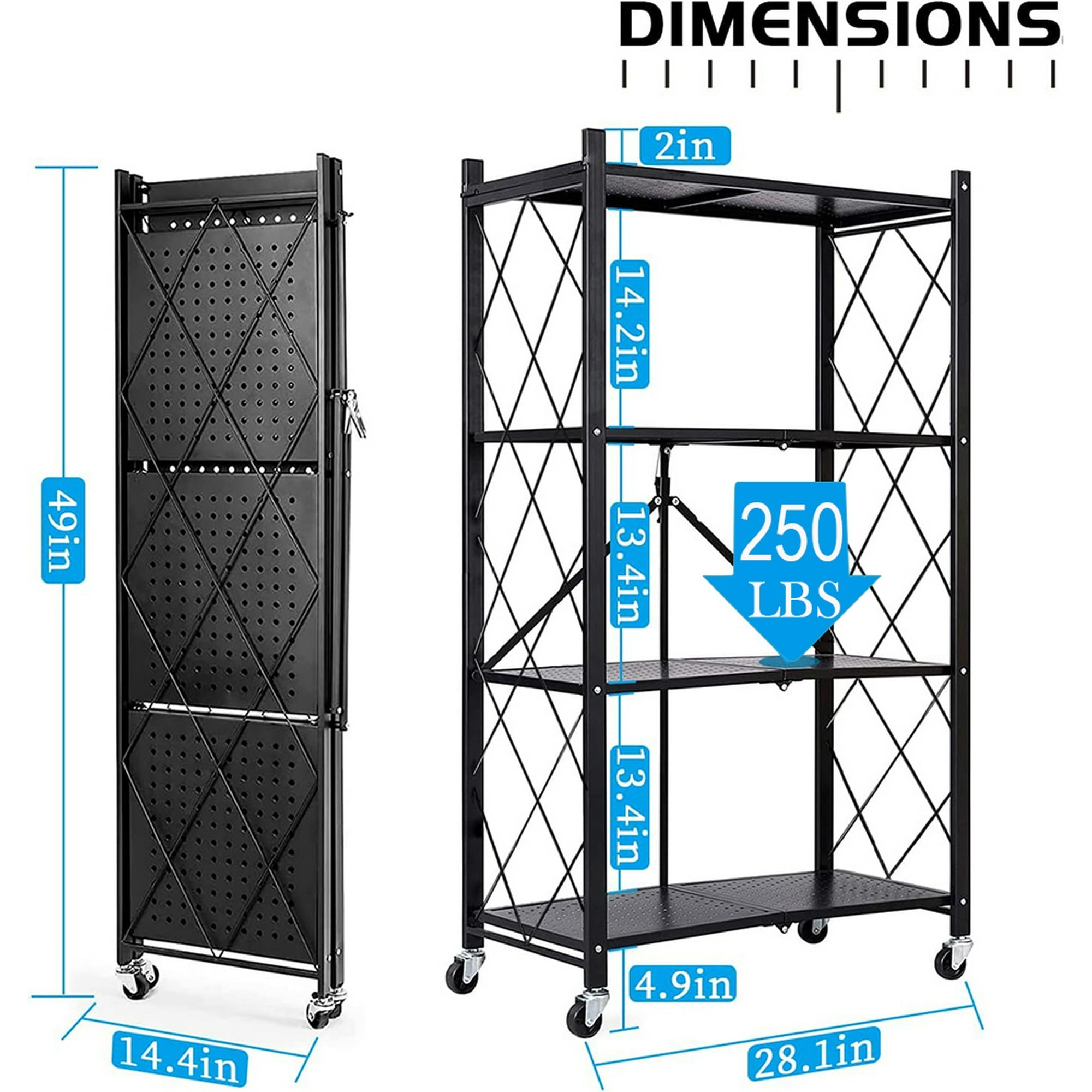 Camkey Foldable Heavy Duty Metal Storage Shelves, Black