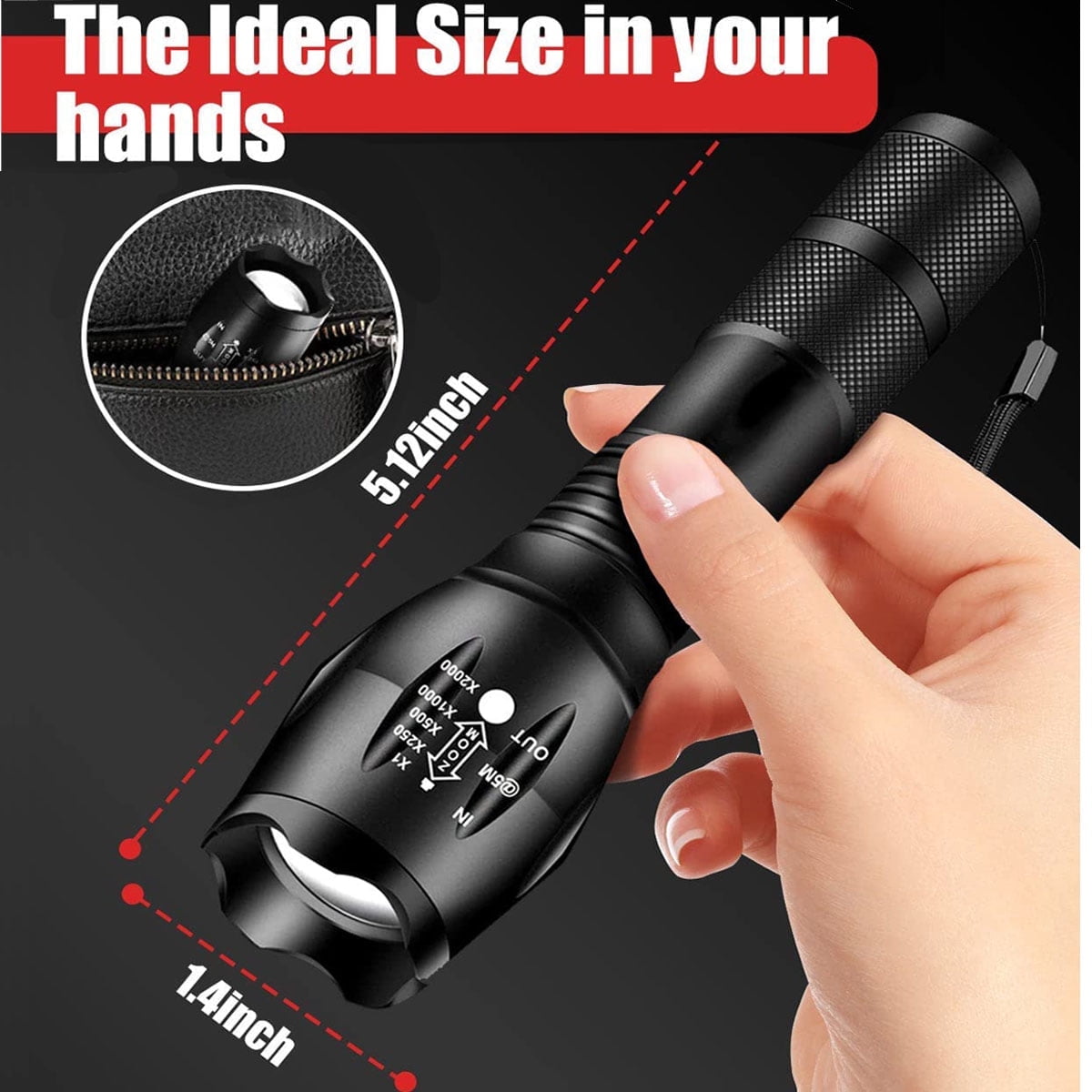 LED Flashlights, 2Pack Tactical Flashlight, 5 Modes