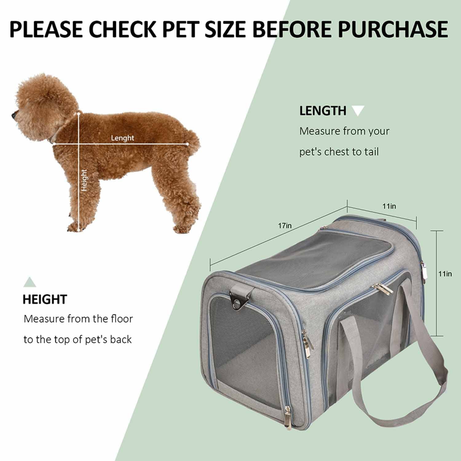 Dog carrier bag , Portable Pet Carrier for Small Dogs and Catsh