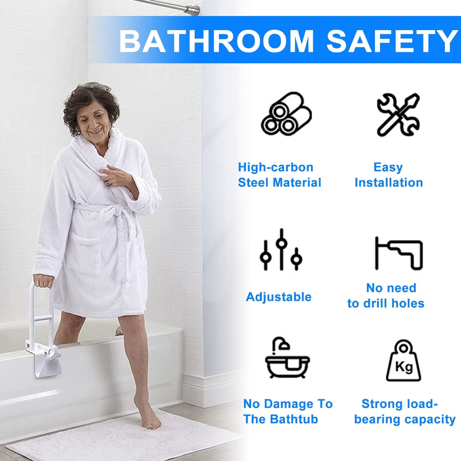 GAZILY Medical Bathtub Shower Grab Bar Safety Rail,White