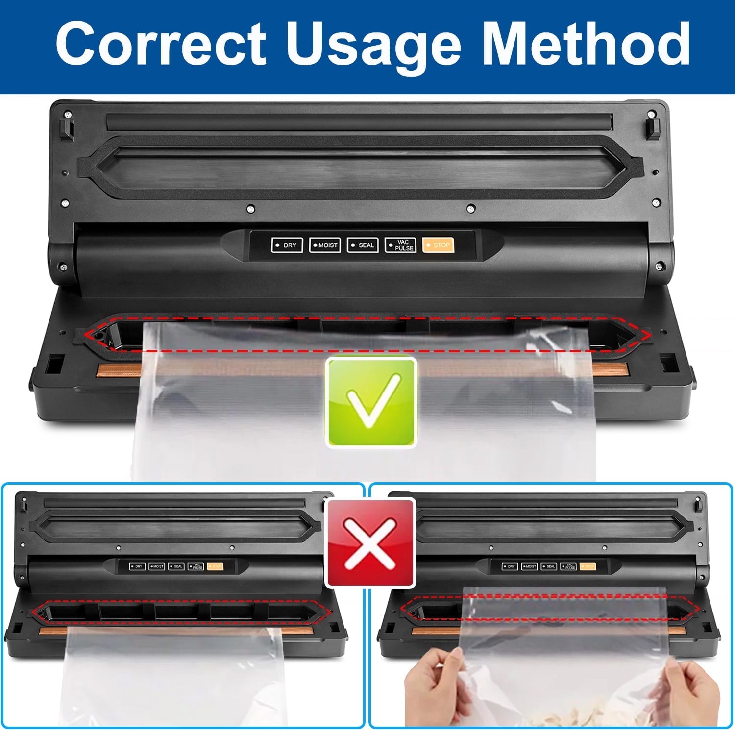 Food Vacuum Sealer Machine, Auto&Manual Food Sealer with 2 Rolls Food Vacuum Sealer Bags for Food Preservation