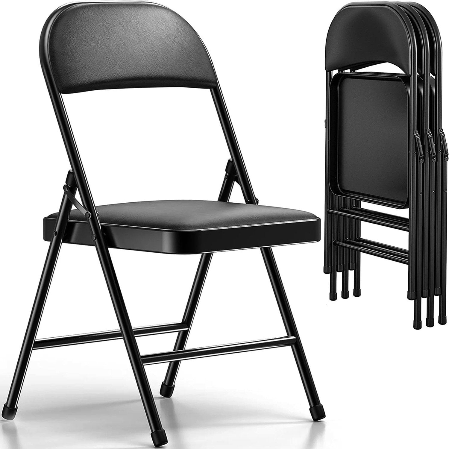 GAZILY Velvet Folding Chairs Indoor Fold Up Chair Steel Metal Frame Folding Desk Chair Folding Dining Chairs Office Chairs Living Room Party Chair Sets of 4 Pink
