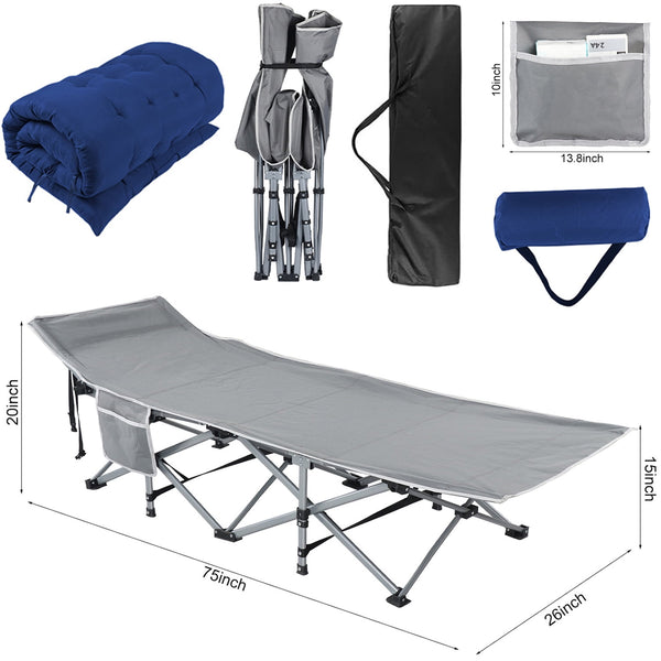 FanJi Folding Bed Cot with Pillow, 3.3 Inch 2 Sided Mattress, 75"* 28" Folding Sleeping Cot Guest Bed, Folding Camping Cots with Carry Bag