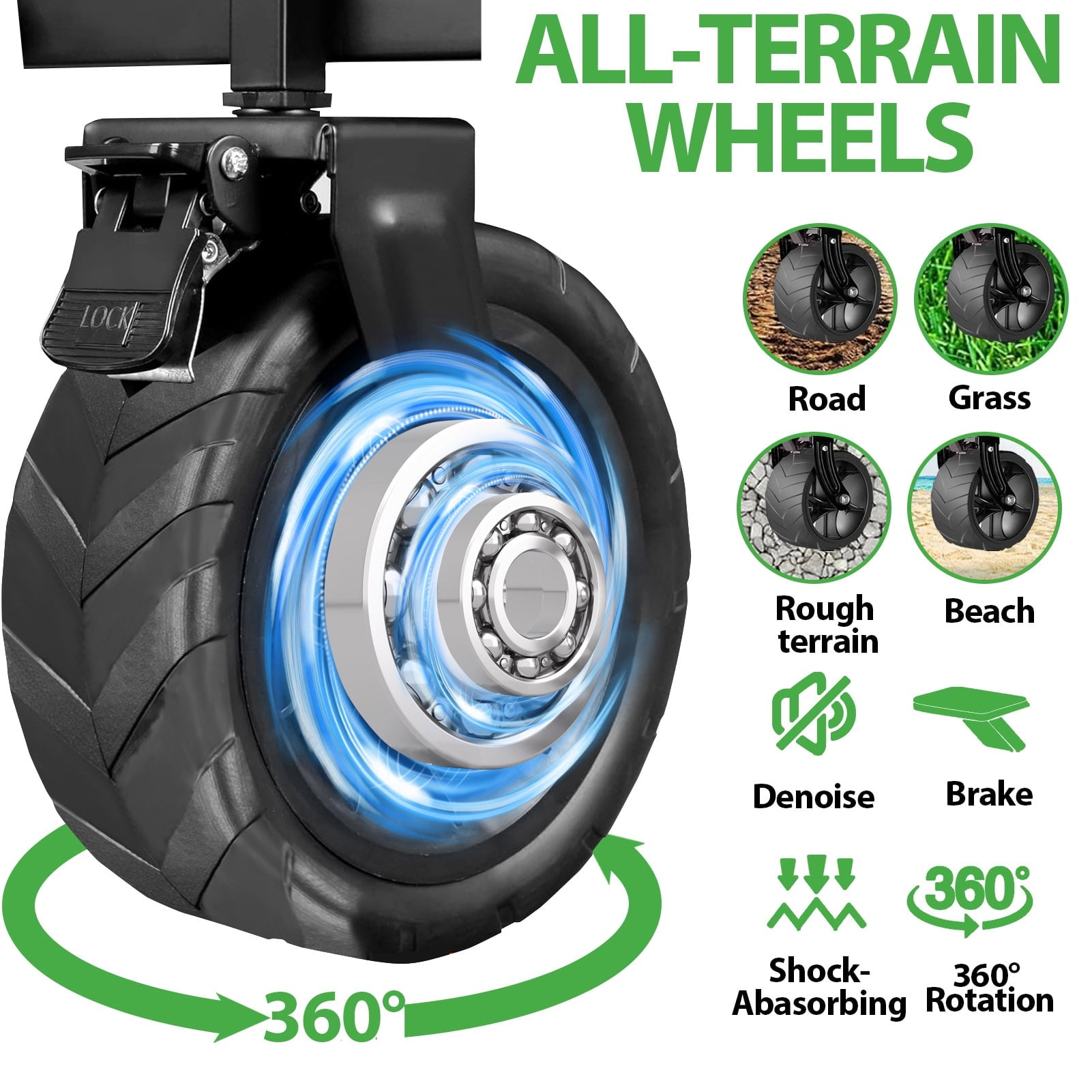 Foldable Wagon Cart with Aluminum Table Plate, 360° Rotating Wheels for All Terrain, 350LBS Heavy Duty Shopping Cart for Grocery, Beach, and Outdoor Adventures