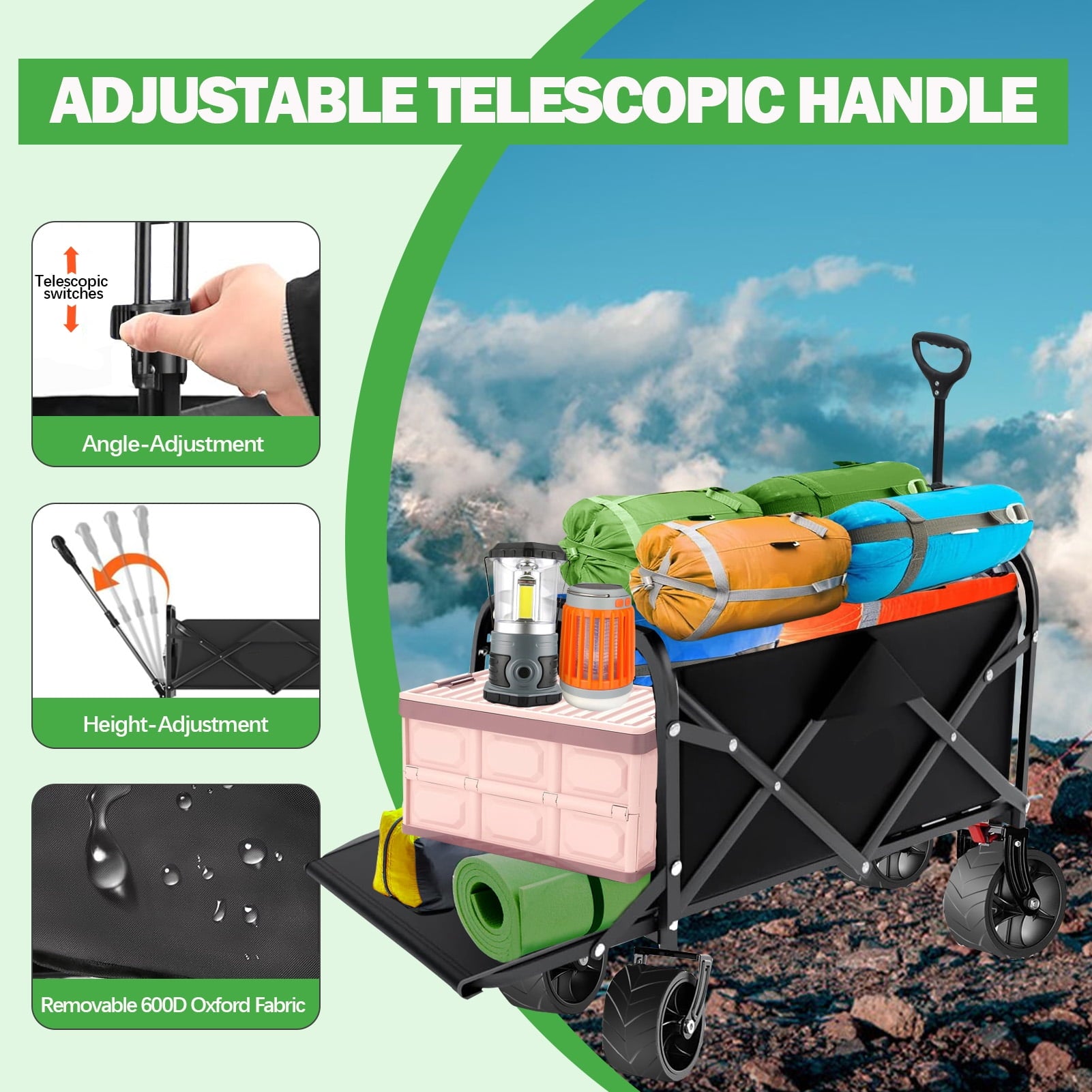 Camkey Polyester Heavy Duty Collapsible Folding Wagon Cart