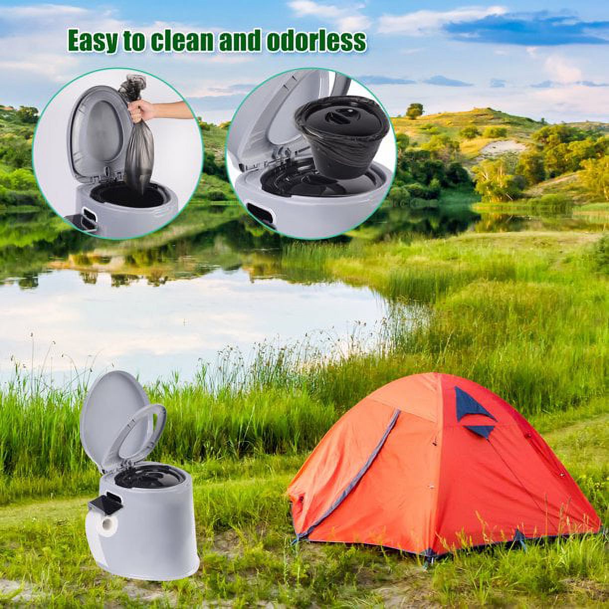 Portable Indoor & Outdoor Travel Toilet, 5.3 Gallon - Grey