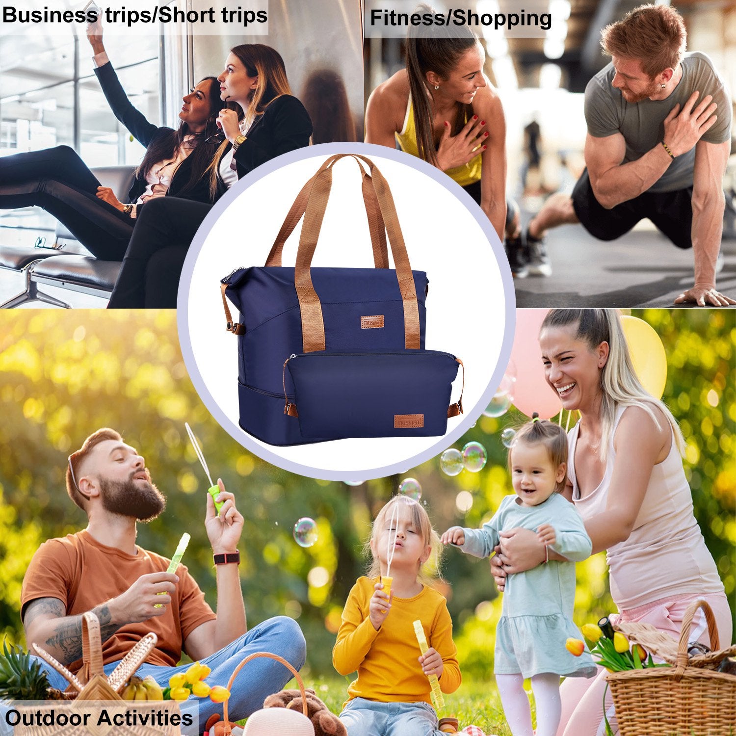 Travel Duffel Bag, Expandable Shoulder Weekender Overnight Bag for Women Sports Gym Bag