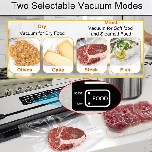 Food Vacuum Sealer Machine,Auto&Manual Food Sealer with 2 Rolls Food Vacuum  Sealer Bags for Food Preservation,Food Storage Saver Dry & Moist Food  Modes, Built-in Cutter&Bag Storage,LED Indicato 