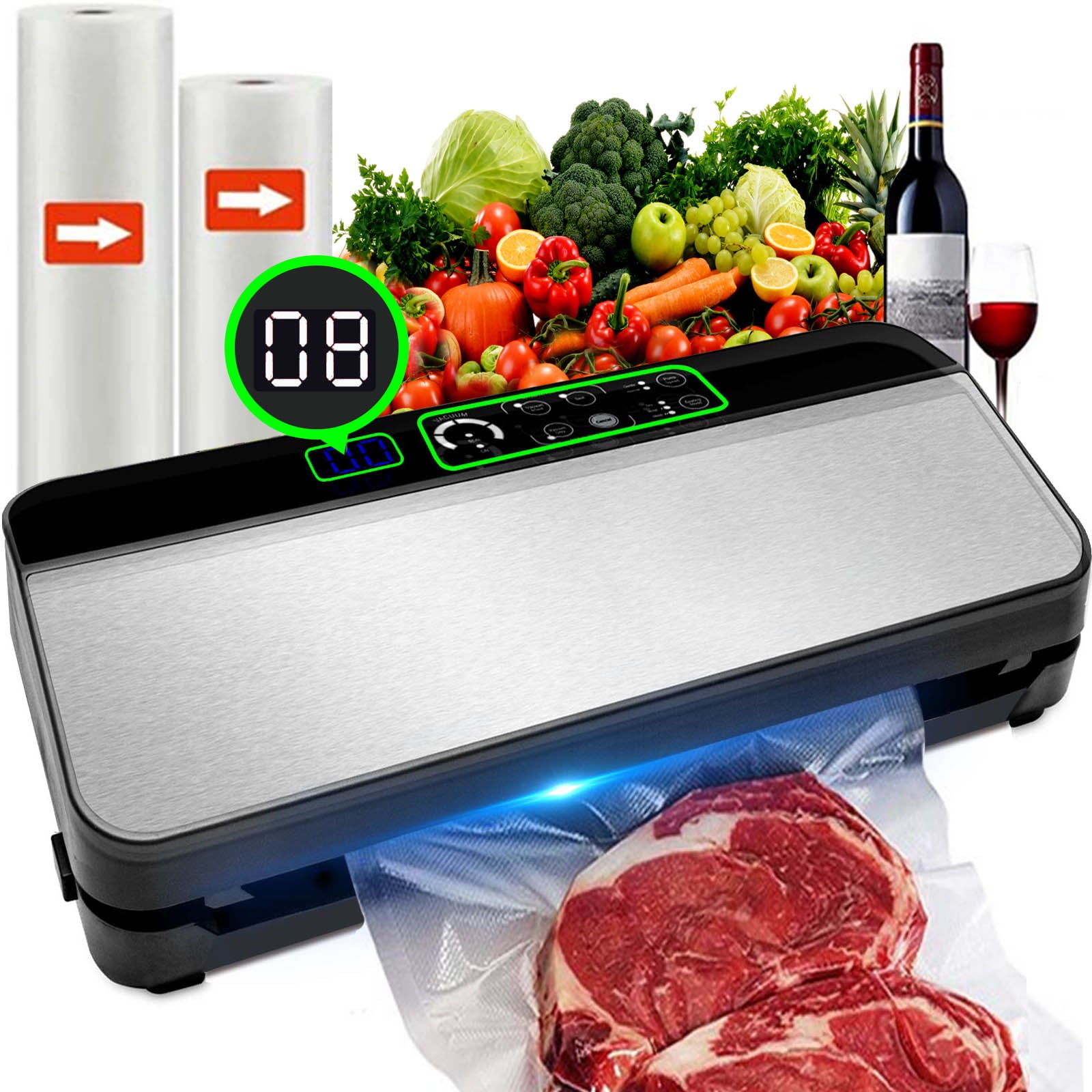 HKEEY Food Vacuum Sealer Machine,Auto&Manual Food Sealer with 2 Rolls –  QUIFLY