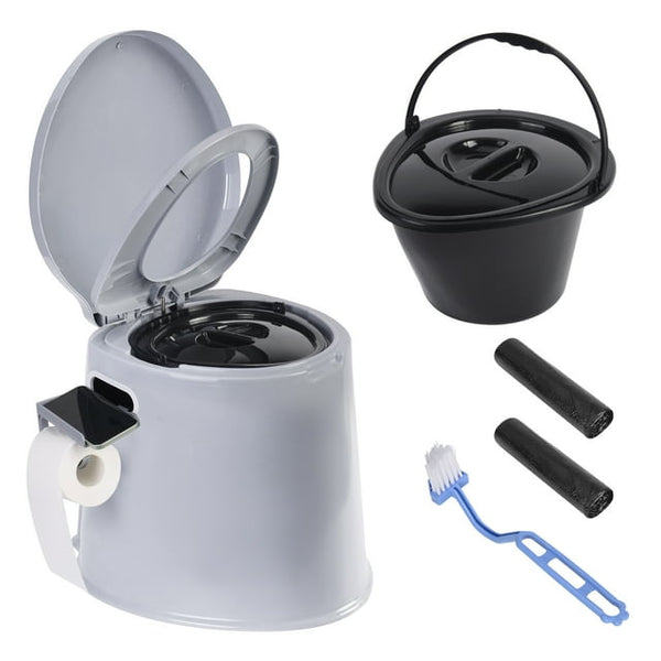 Portable Indoor & Outdoor Travel Toilet, 5.3 Gallon - Grey