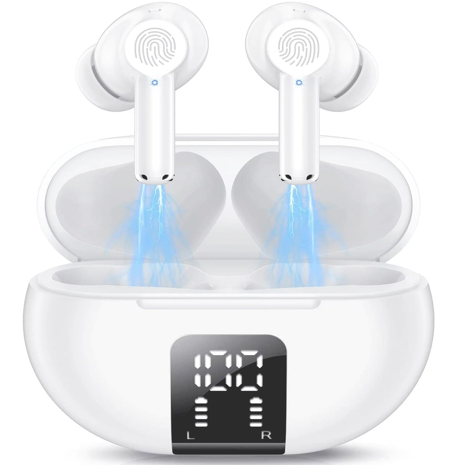Bluetooth Earbuds In-Ear Earbud with Charging Case, White