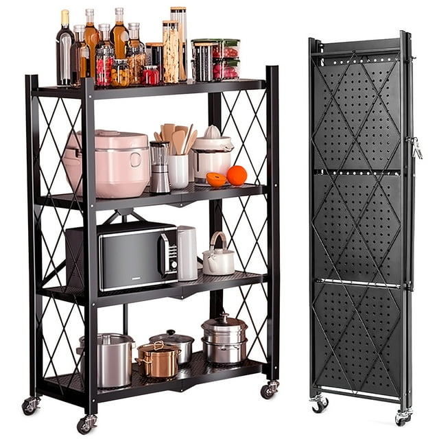 Camkey Foldable Heavy Duty Metal Storage Shelves, Black