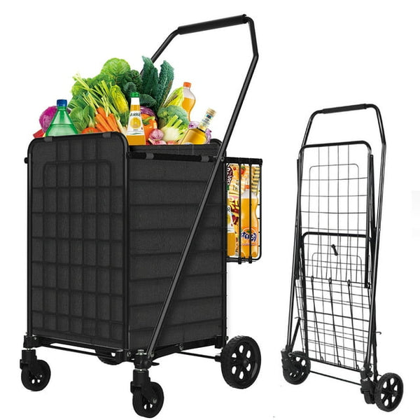 Camkey Folding Shopping Cart with Waterproof Liner & 360° Swivel Wheels | Collapsible Grocery Cart on Wheels, Heavy-Duty Design for Laundry, Shopping, and Outdoor Use – 132 LBS Capacity