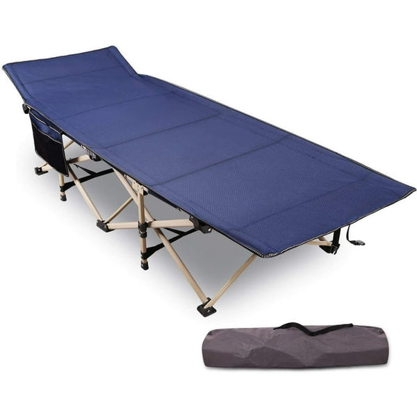Extra Wide Folding Camping Cot with Thick Mattress, 500LBS Capacity, Heavy Duty Outdoor Bed with Carry Bag Removable Pillow - Perfect for Adults, Home Office Nap, Travel, Beach, and Camping Adventure