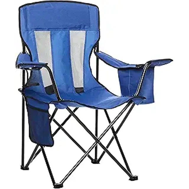 Camping Chair with Padded Hard Armrest, Sturdy Folding Camp Chair with Cup Holder, Storage Pockets Carry Bag Included