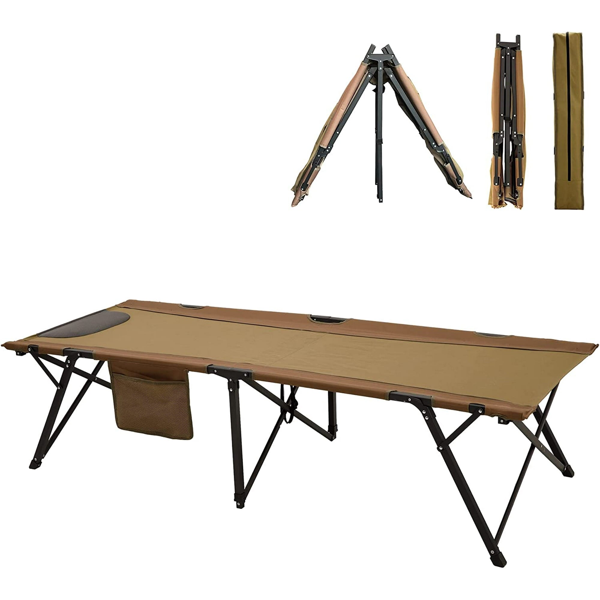 Camping Cot for Adults with Pillow, Portable Folding Bed for Sleeping, Extended Width 30" Length 80" Supports 300 lbs Outdoor Tent Indoor Home