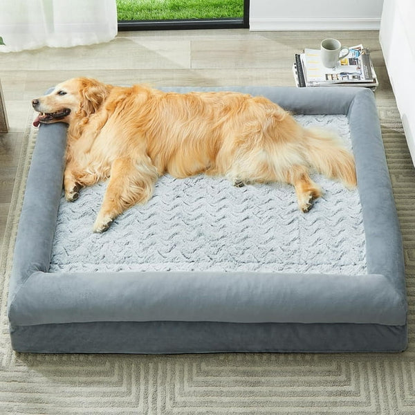Dog Beds for Large Dogs, Extra Large Waterproof Dog Couch with Removable Washable Cover & Anti-Slip Bottom, XL Dog Crate Bed with Sides