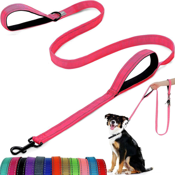 Dog Lead - With Two Padded Handles, Two Dog Leads Modes,Double-Sided Reflective Nylon Dog Leash for Training&Walking Perfect for Medium &Large Dogs