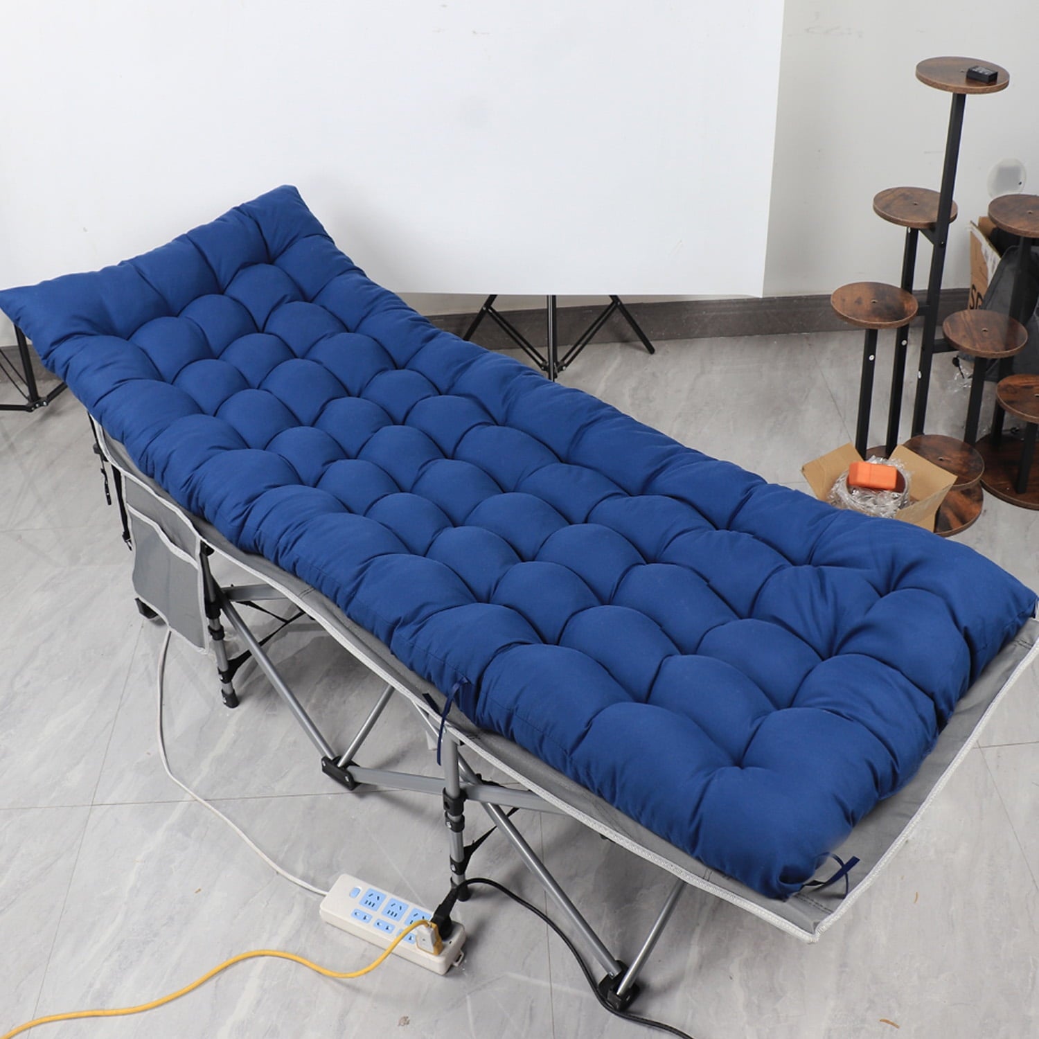 FanJi Folding Bed Cot with Pillow, 3.3 Inch 2 Sided Mattress, 75"* 28" Folding Sleeping Cot Guest Bed, Folding Camping Cots with Carry Bag,Dark Blue