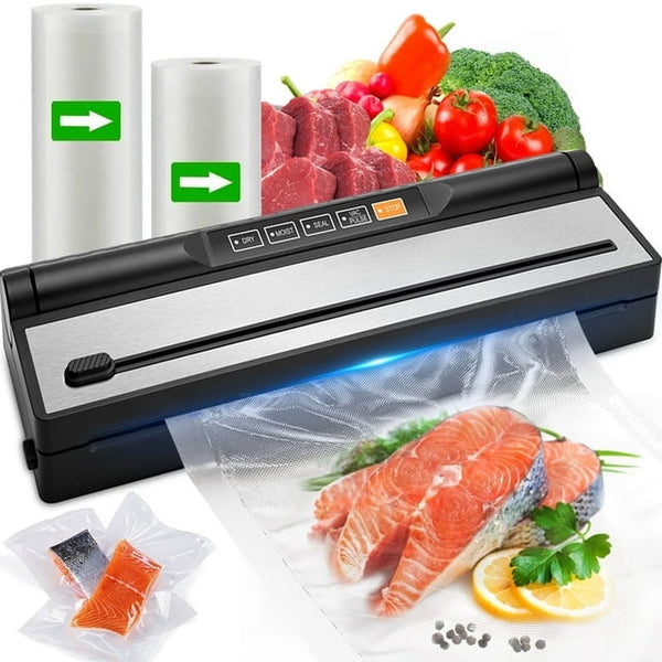 Food Vacuum Sealer Machine, Auto&Manual Food Sealer with 2 Rolls Food Vacuum Sealer Bags for Food Preservation